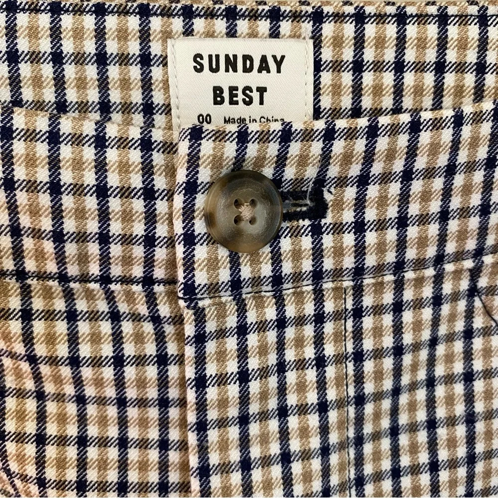 Aritzia Sunday Best Freshman Pant in Black Honey Brown Grid Plaid Size 00 - Picture 9 of 14